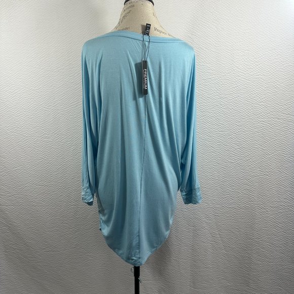 Made by Johnny Women's V-Neck 3/4 Sleeve Dolman Top with Side Shirring XXXL Blue - Picture 7 of 9